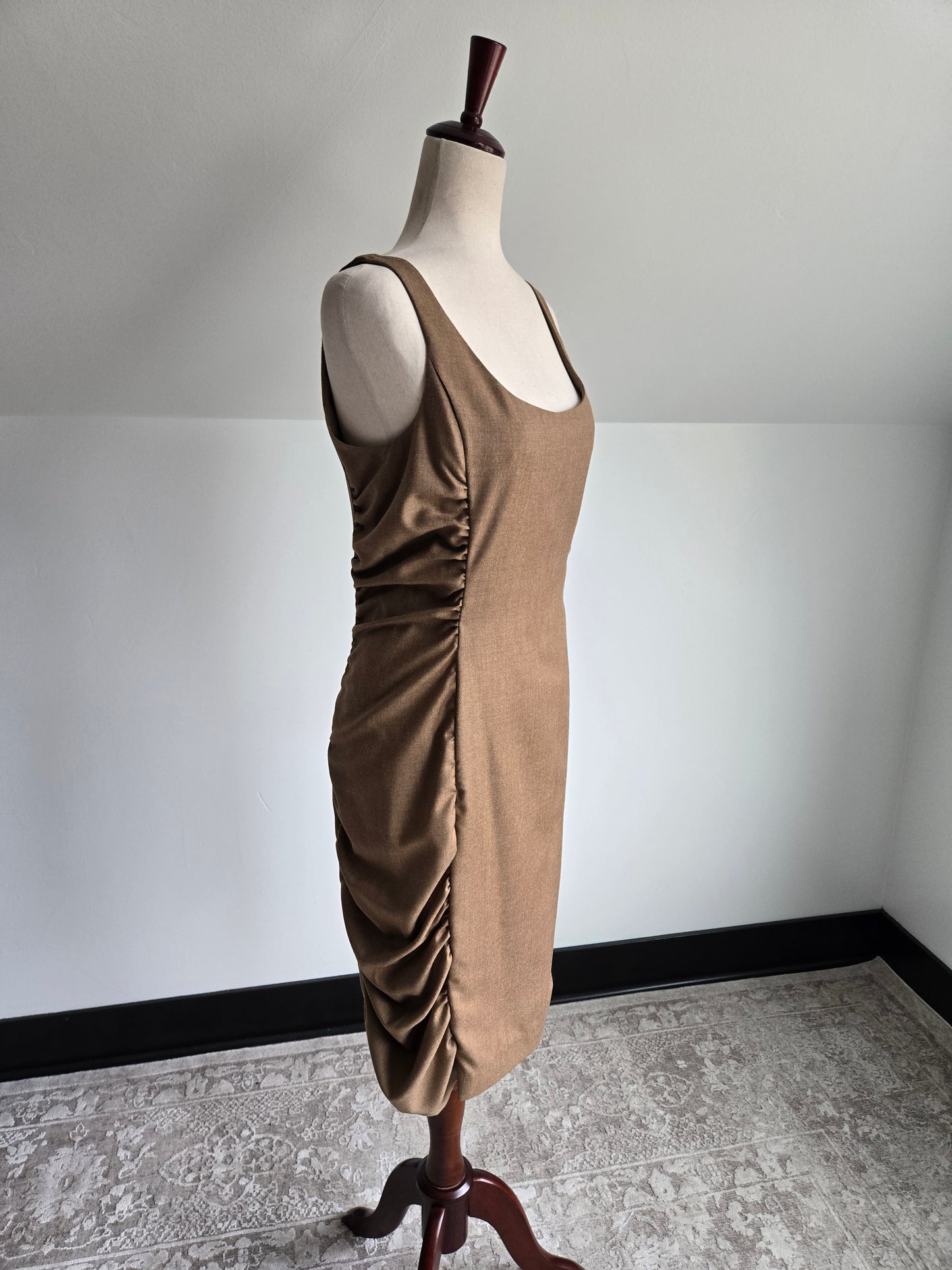 William Reid Brown Wool Fitted Dress - Size 10