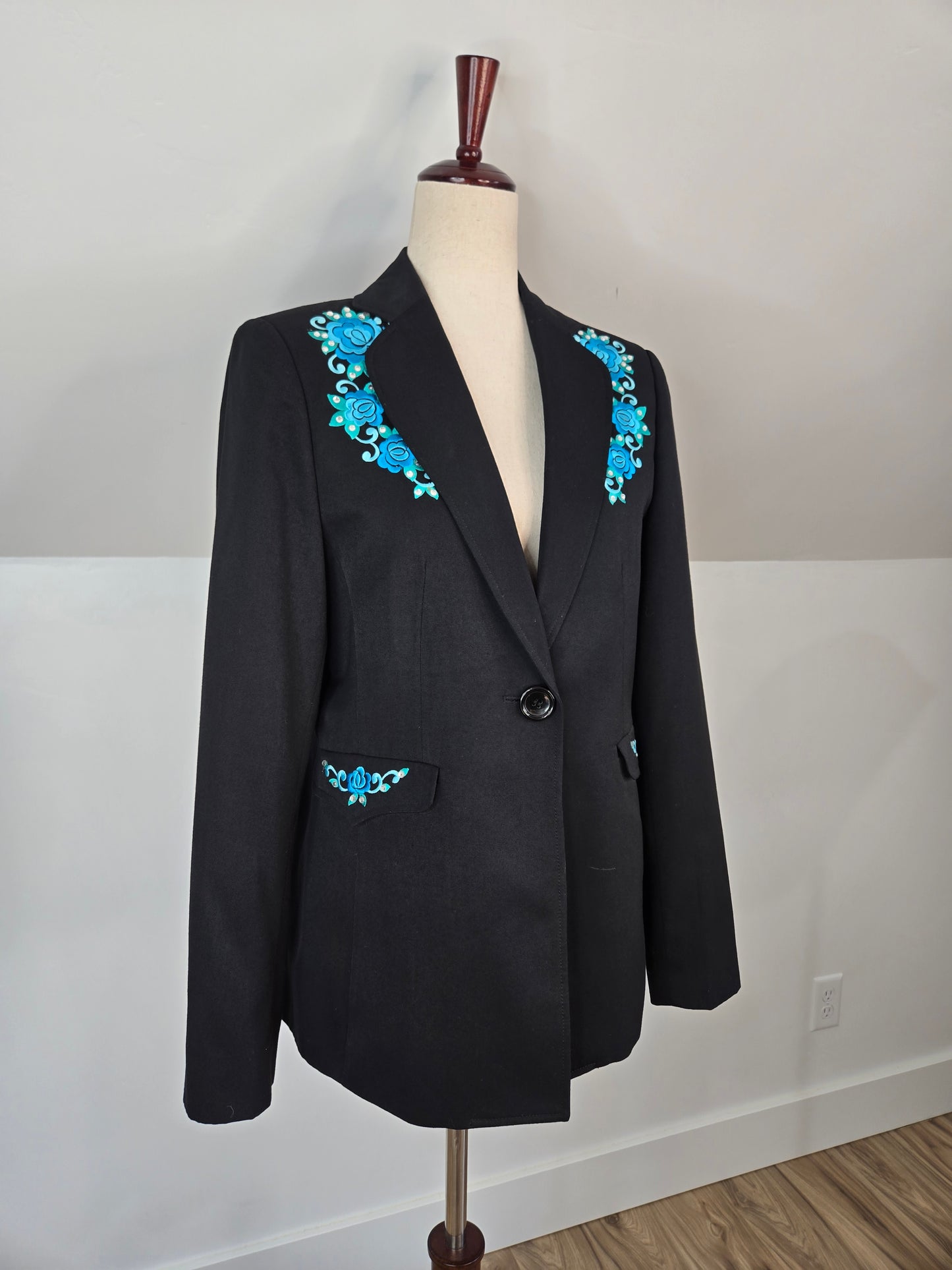 Panhandle Black and Turquoise Western Blazer - Medium