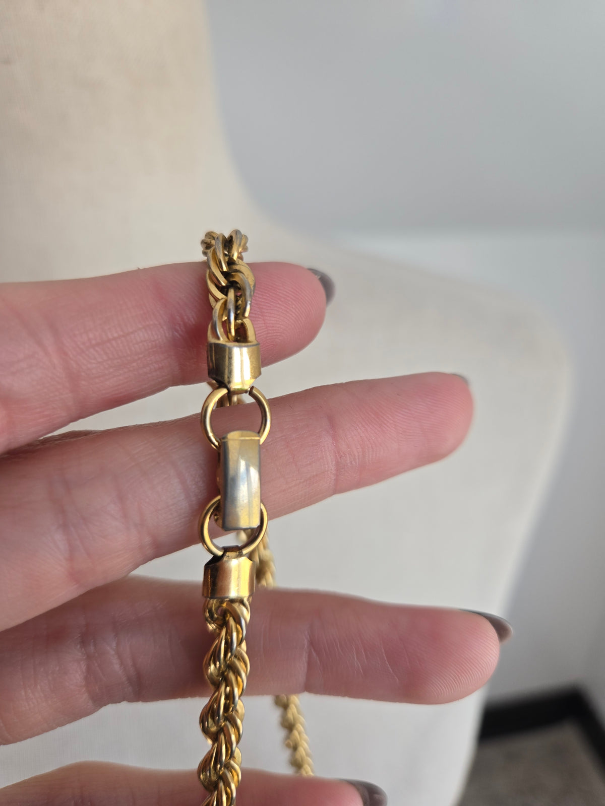 Napier Signed Long Gold Twisted Chain
