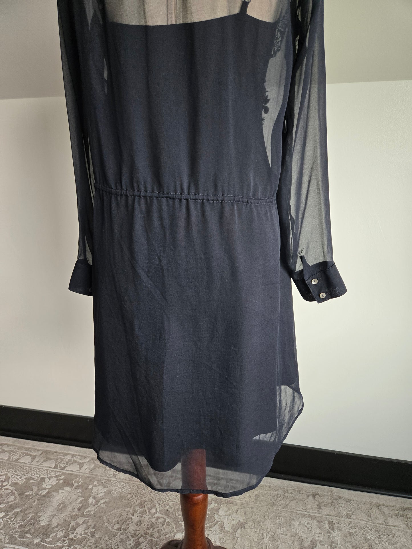 Bailey 44 Silk Black Sheer Embroidered Dress - S/M