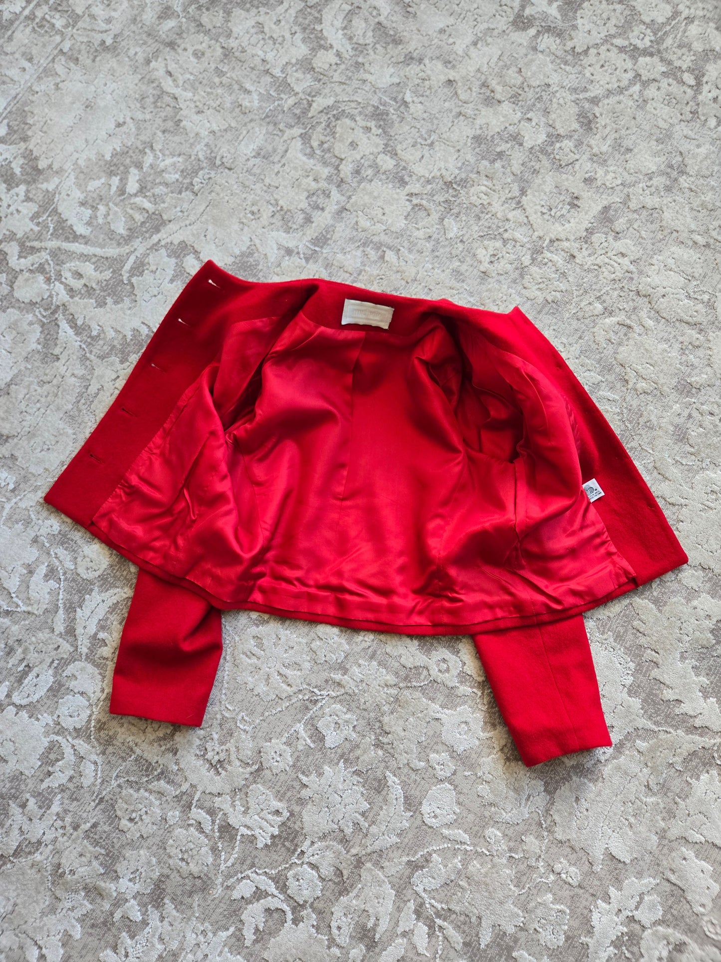 Vintage Michelle Red Cropped Wool Blazer - Small
