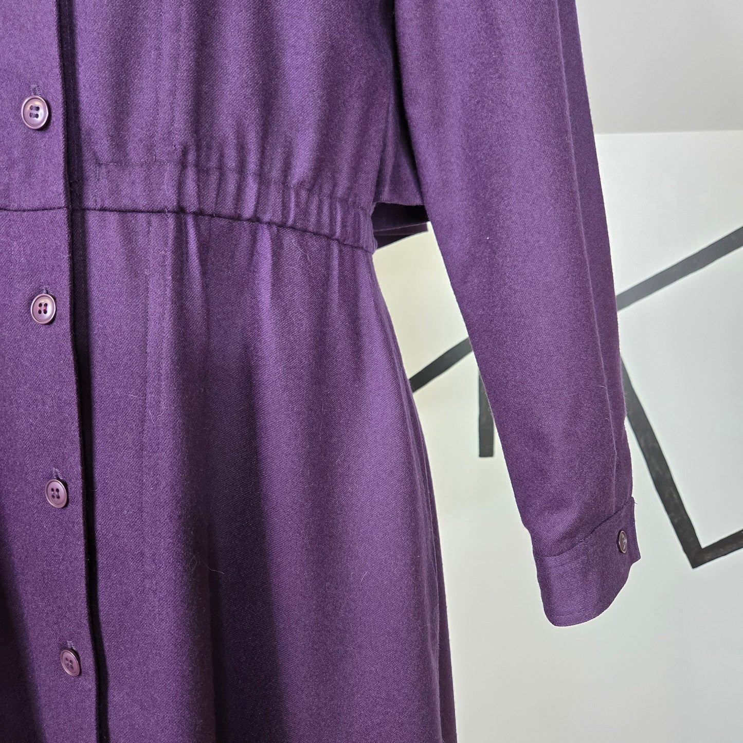 Harve Bernard Deep Purple Wool Trench Style Dress - small