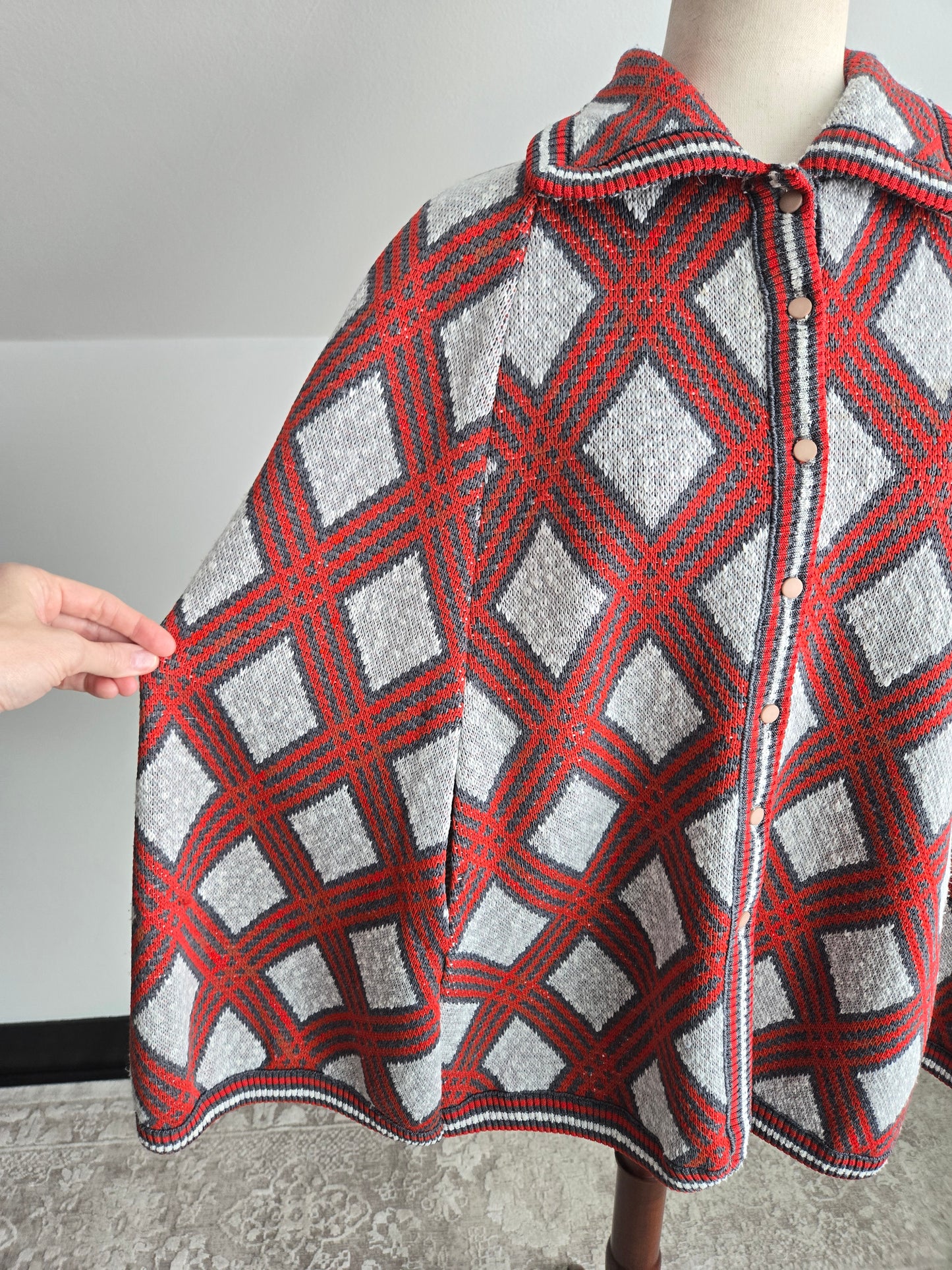 Vintage 70s Acrylic Plaid Poncho - OS