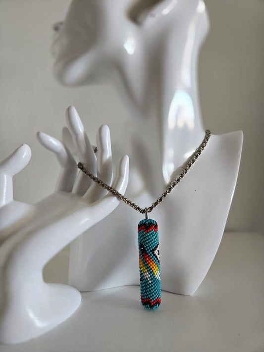 Native American Hand Beaded Pendant Necklace