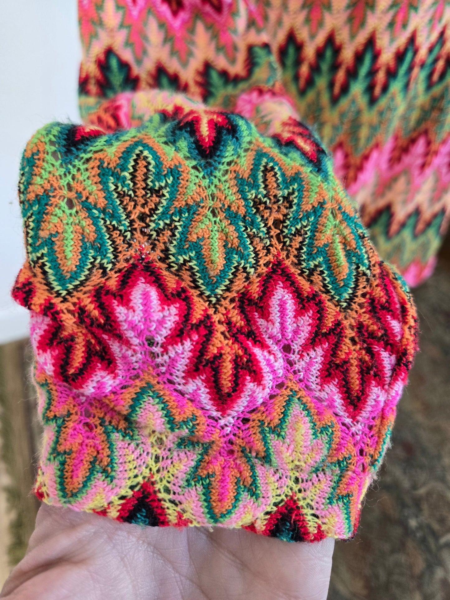 Miss Holly Vintage 70s Crochet Zig Zag Top Made in Japan - medium