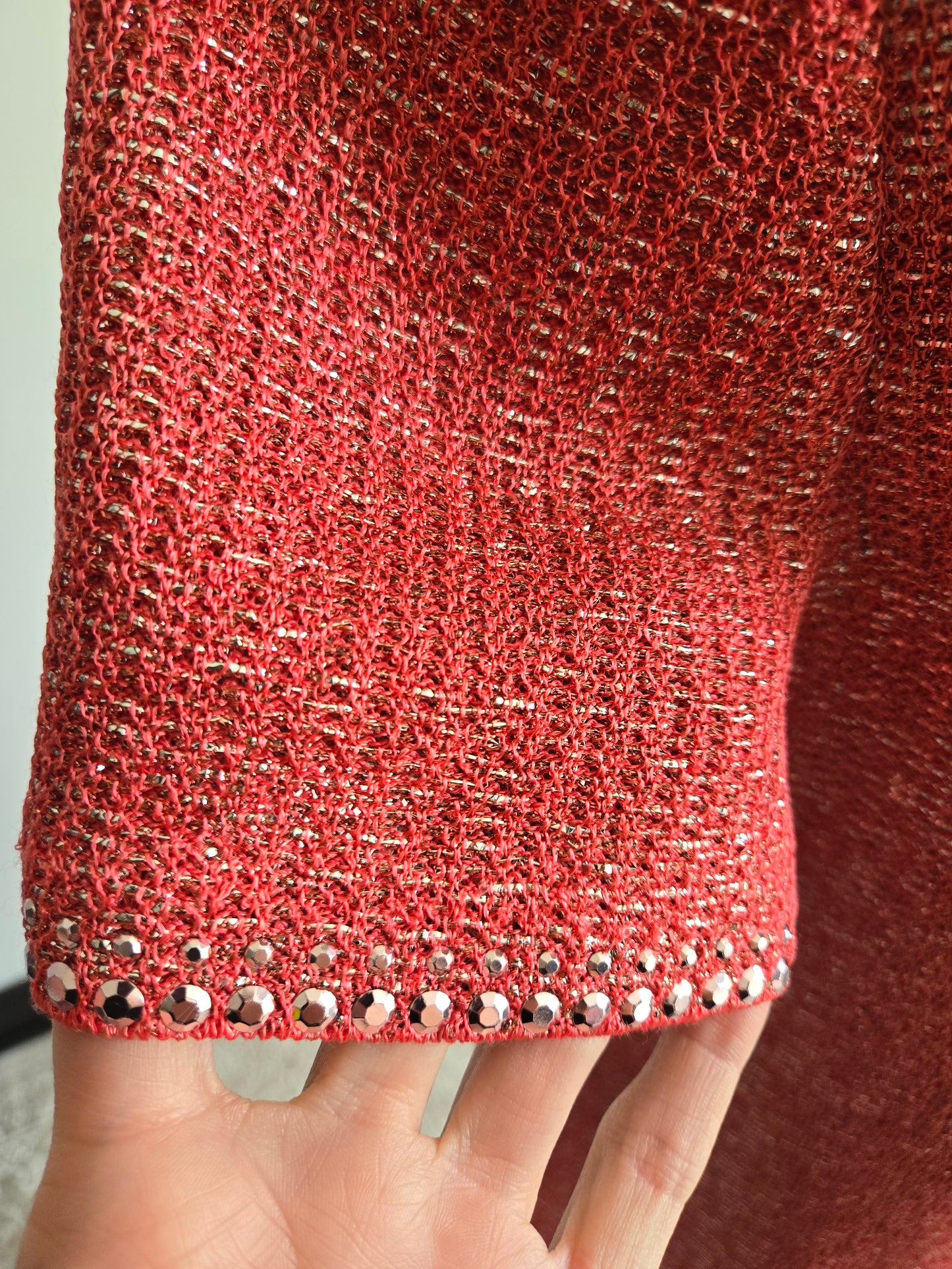 St John Pink Metallic Knit Dress - Size 12