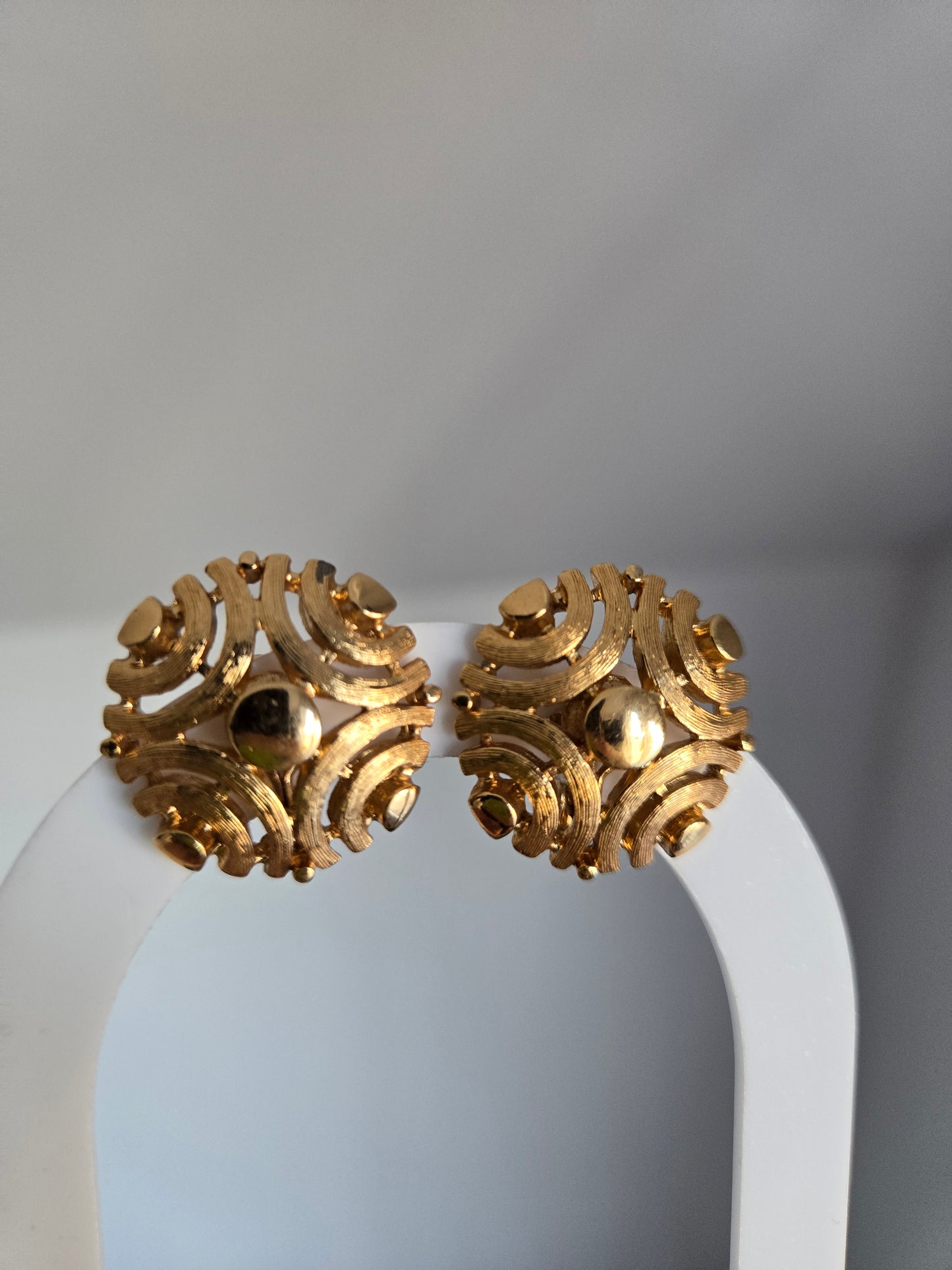 Monet Vintage Gold Round Clip On Earrings