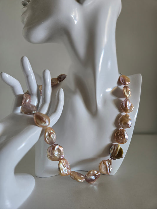 Vintage Baroque Pink Freshwater Pearl Necklace