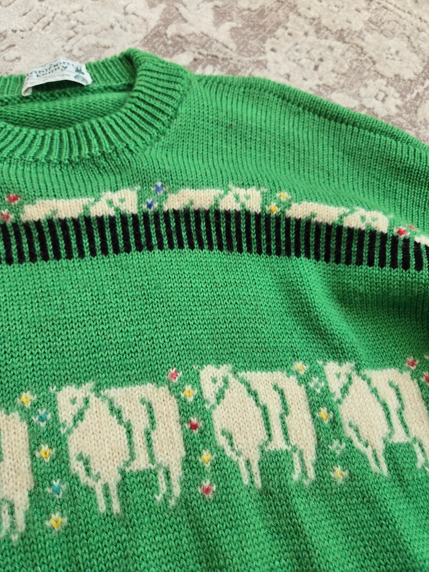 Vintage Traditional Co Kerry Irish Wool Sweater with Sheep - Medium
