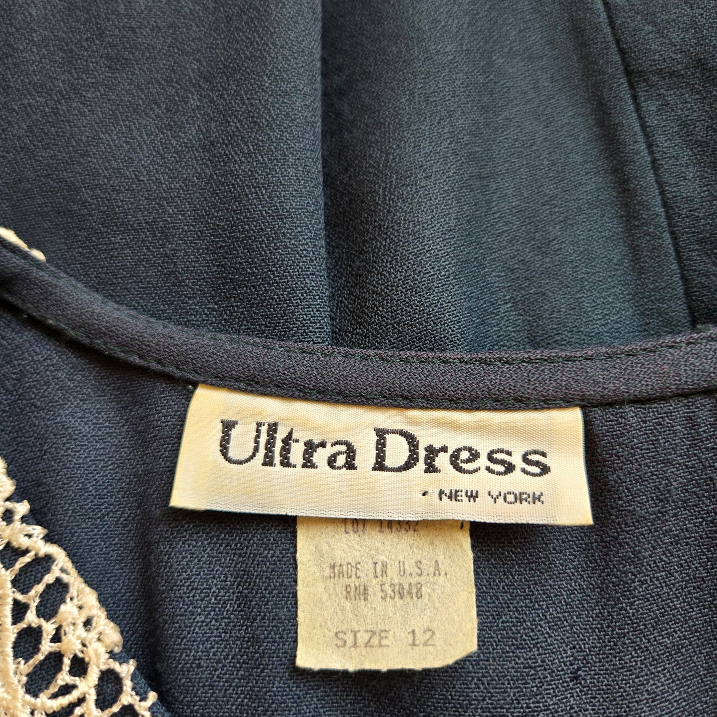 Ultra Dress New York Vintage Forest Green Dress with Pearls and Lace - large