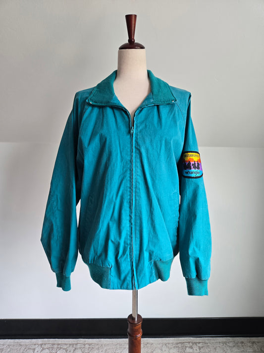 Rare Vintage Wrangler Brushpopper Turquoise Blue Bomber Jacket - M/L/XL