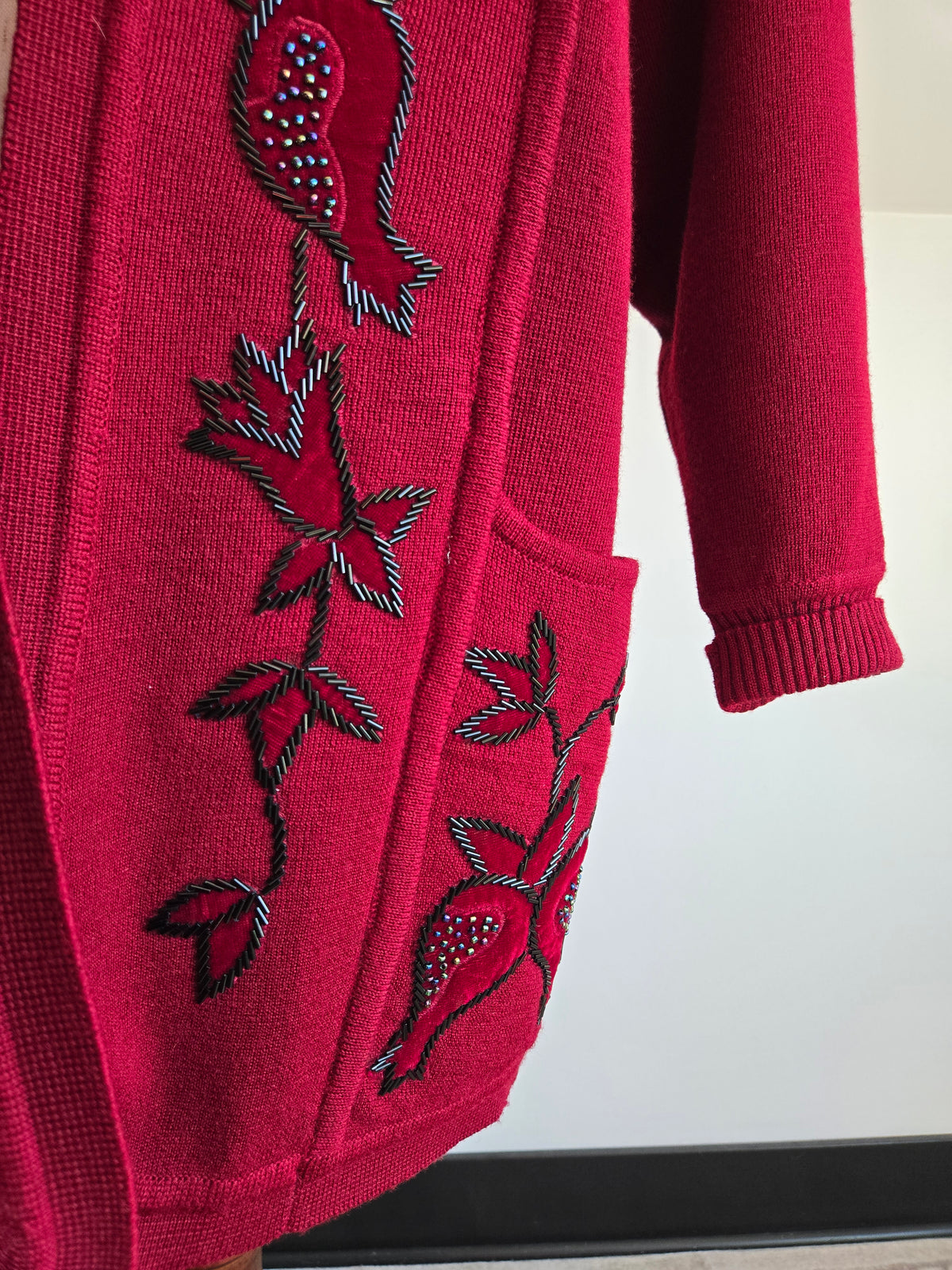 YaLei High End Beaded Wool Cardigan Sweater - XL