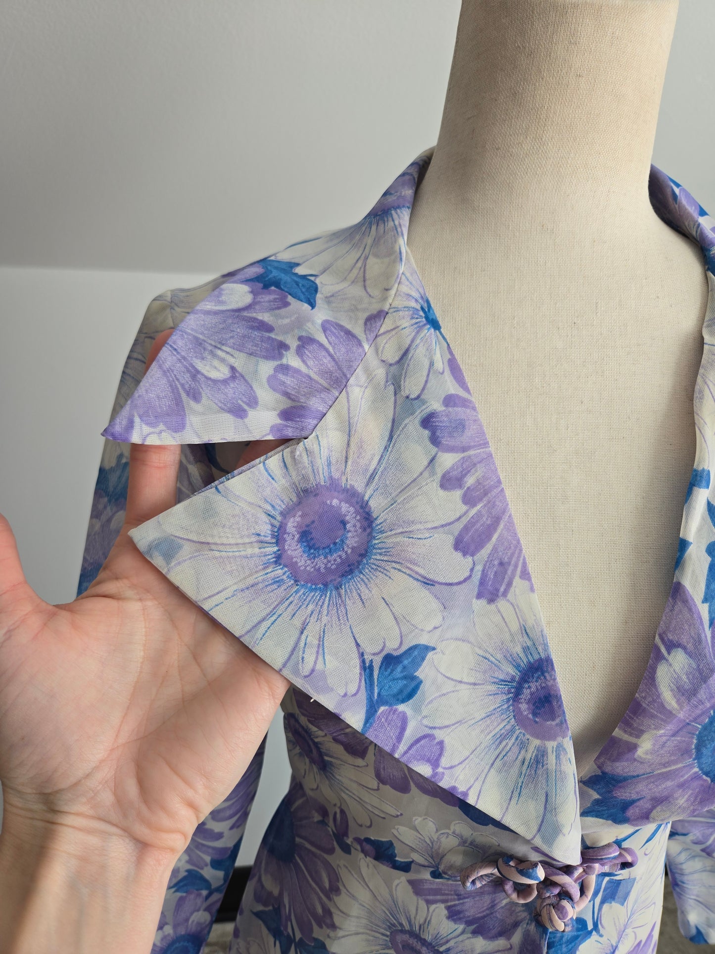 Vintage 70s Shear Floral Duster - Small