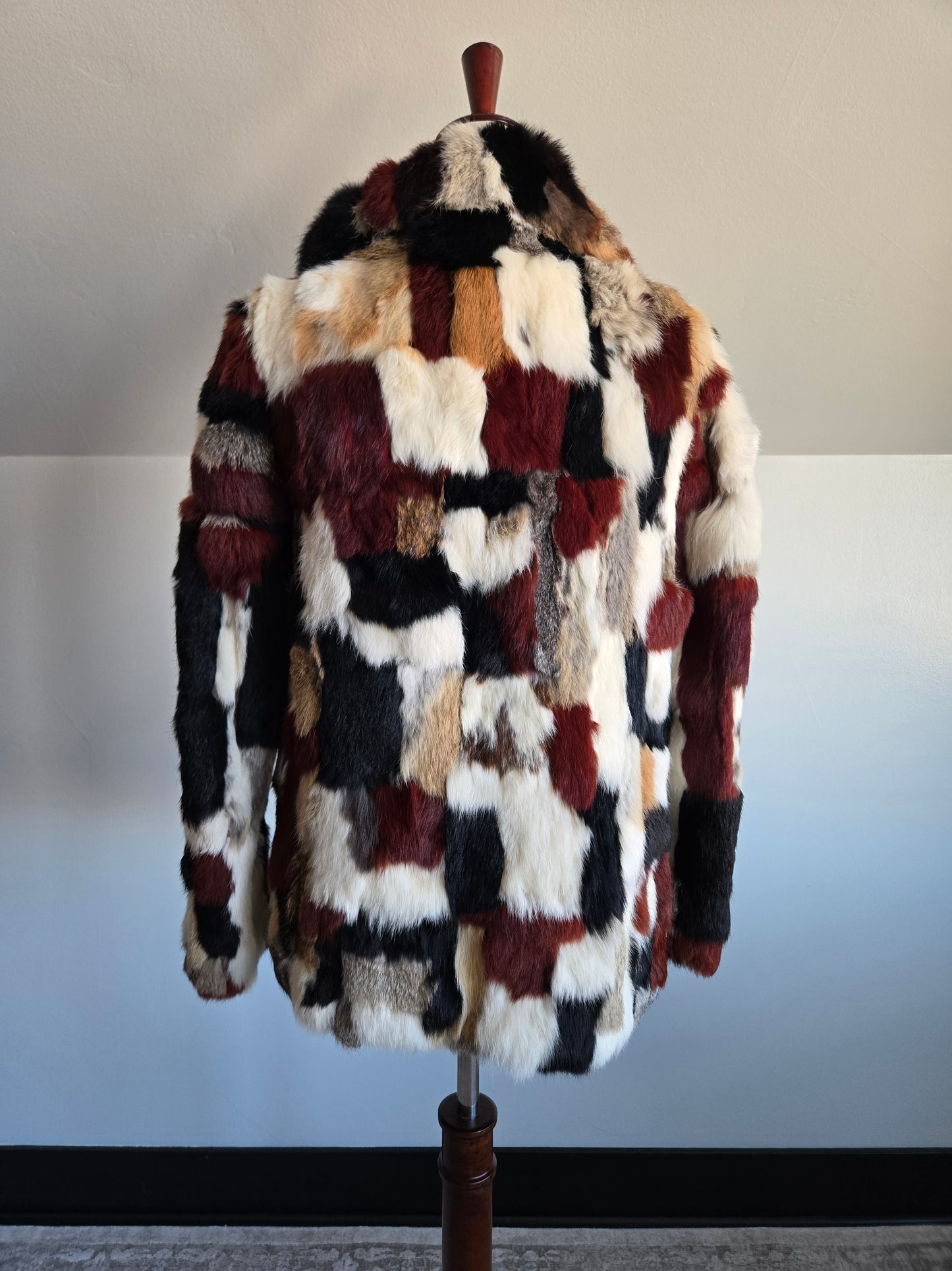 Furmoste Vintage 1970s Patchwork French Rabbit Fur Jacket - Medium