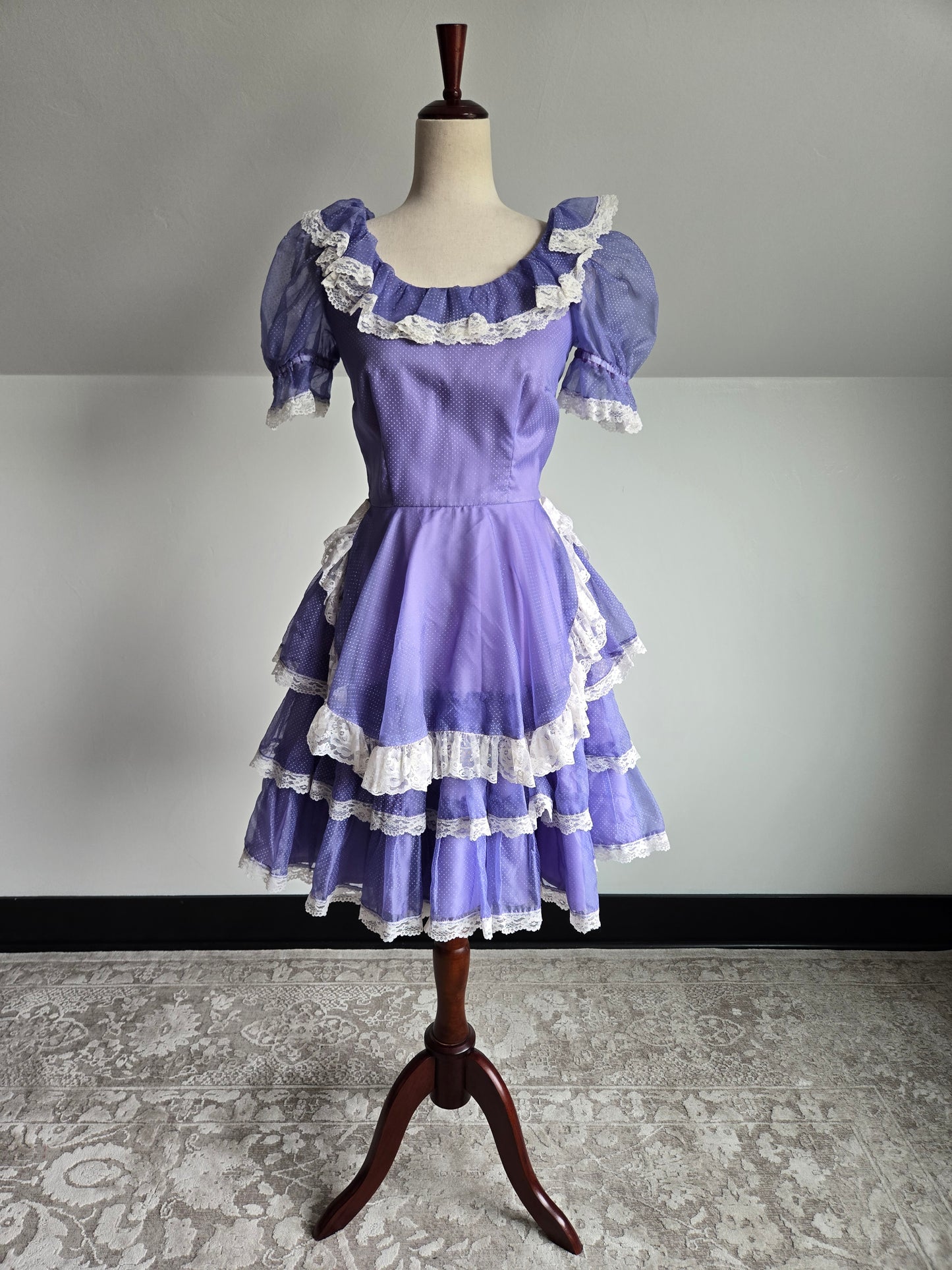 True Vintage 1960s Western Swing Dancing Dress Purple and White - XS