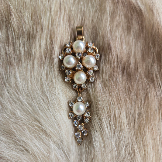 Vintage Pearls and Crystals Necklace Pendant