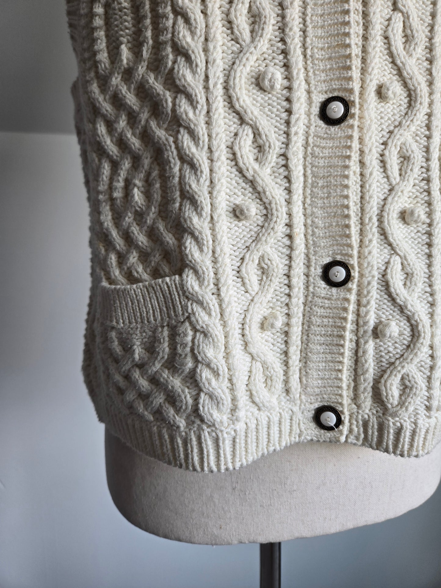 Vintage 90s Cotton Cable Knit Vest - Medium