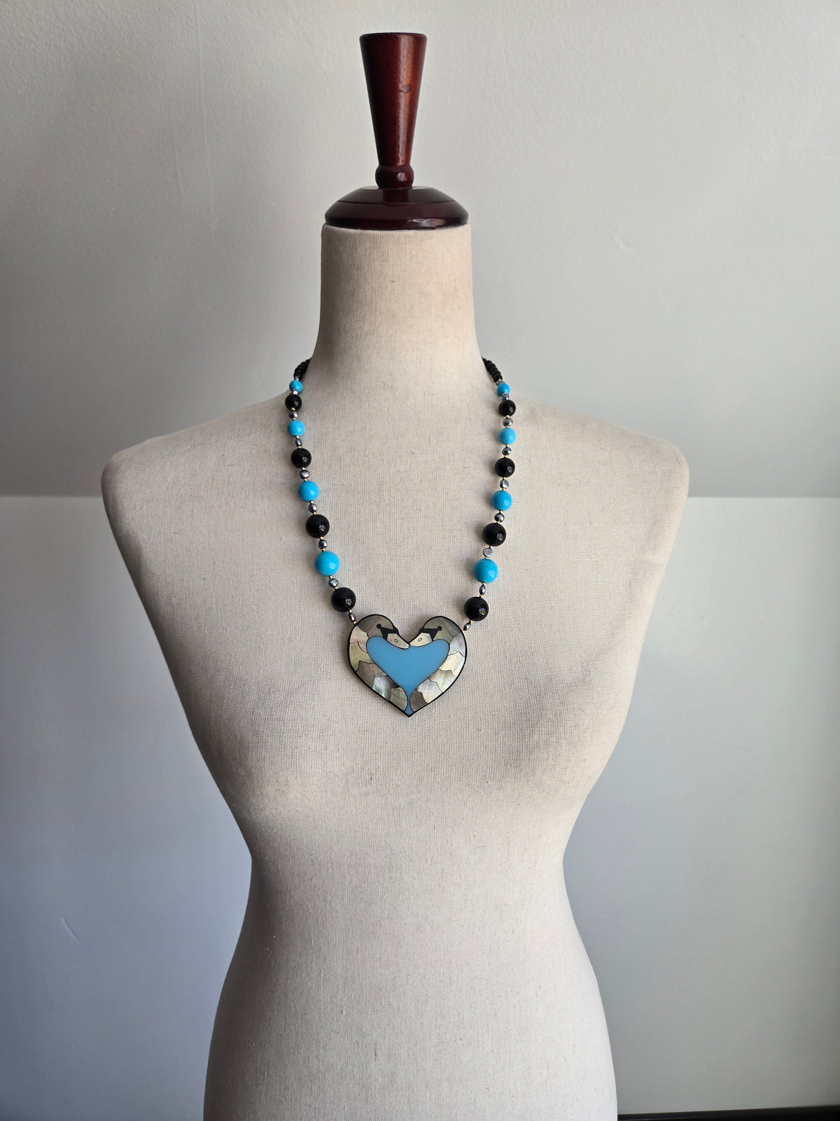 Lee Sands Vintage Double Swan Heart Necklace
