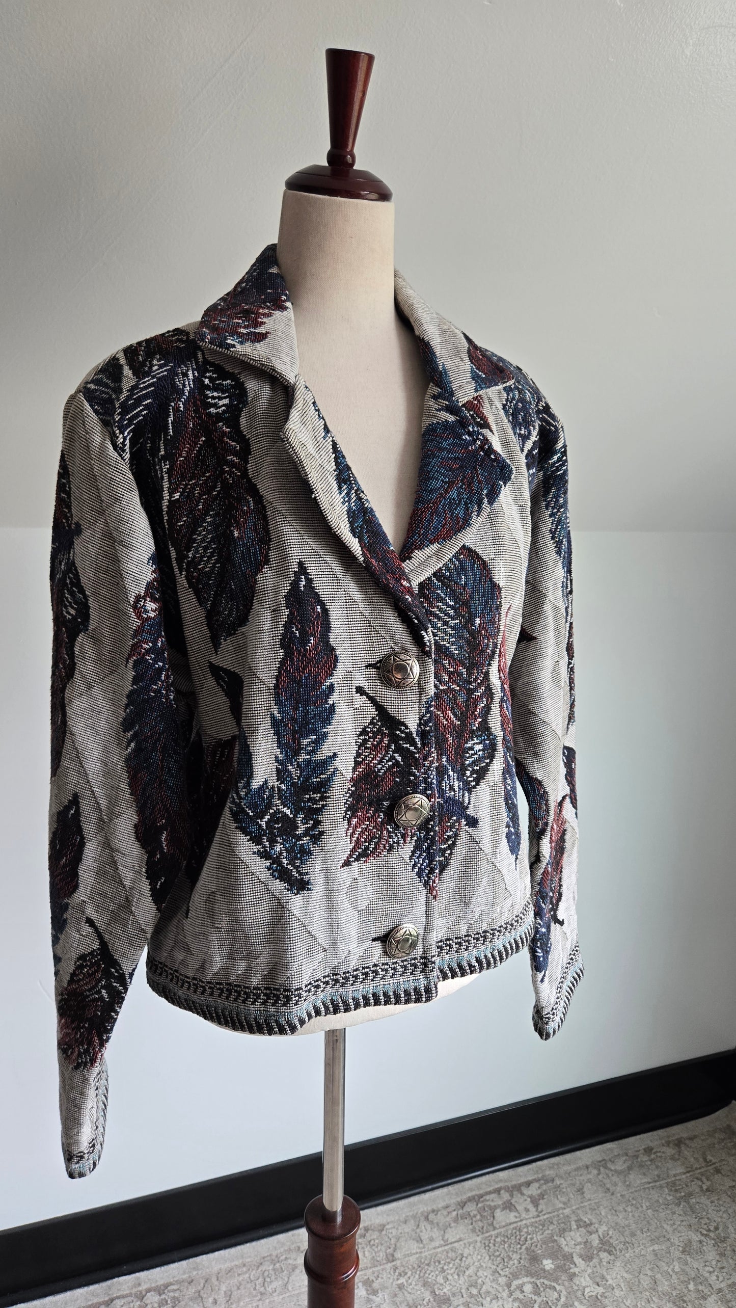 Vintage Cotton Feather Tapestry Western Jacket - XL