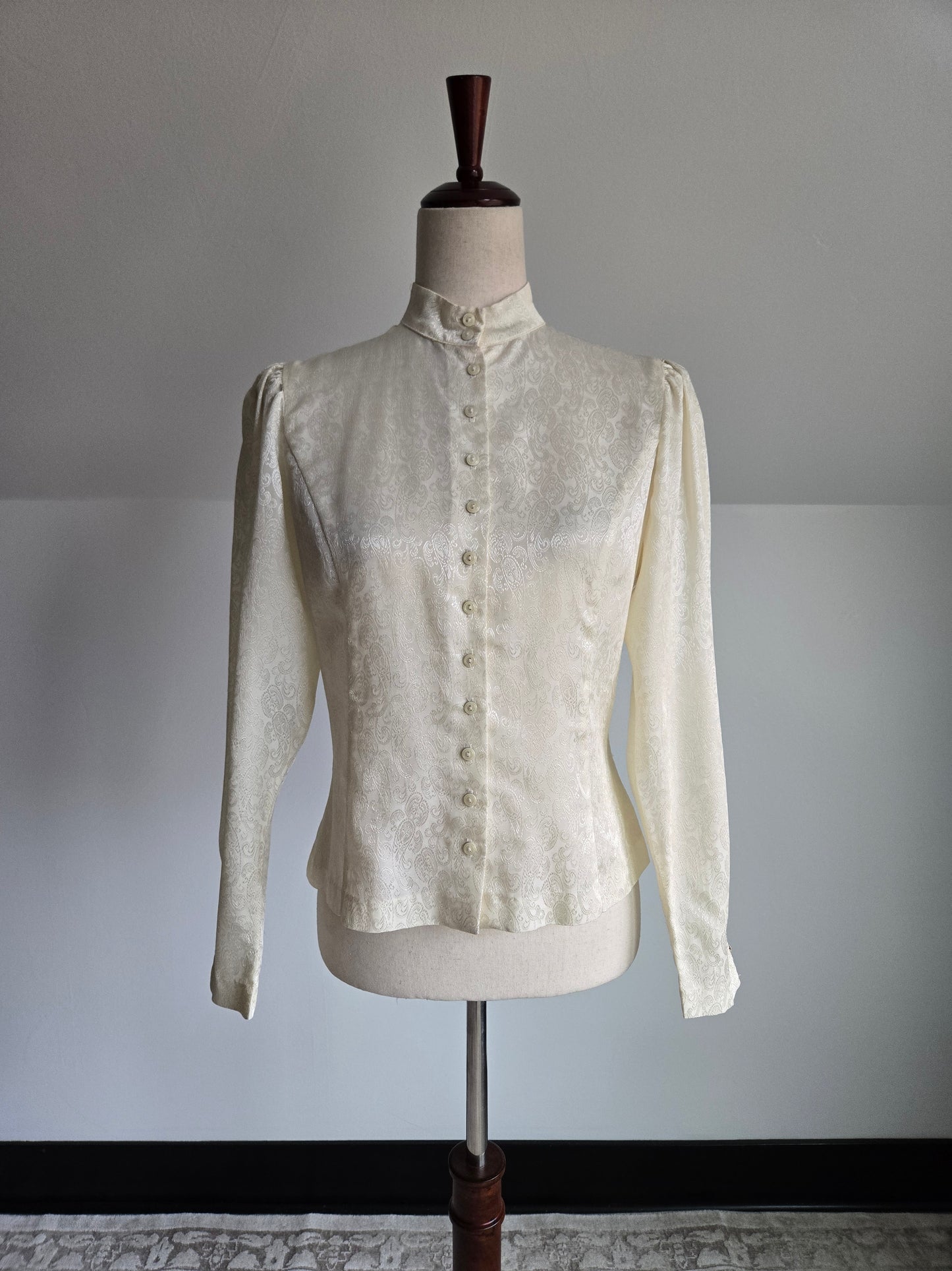 Vintage Edwardian Style Paisley Jacquard Top - Small