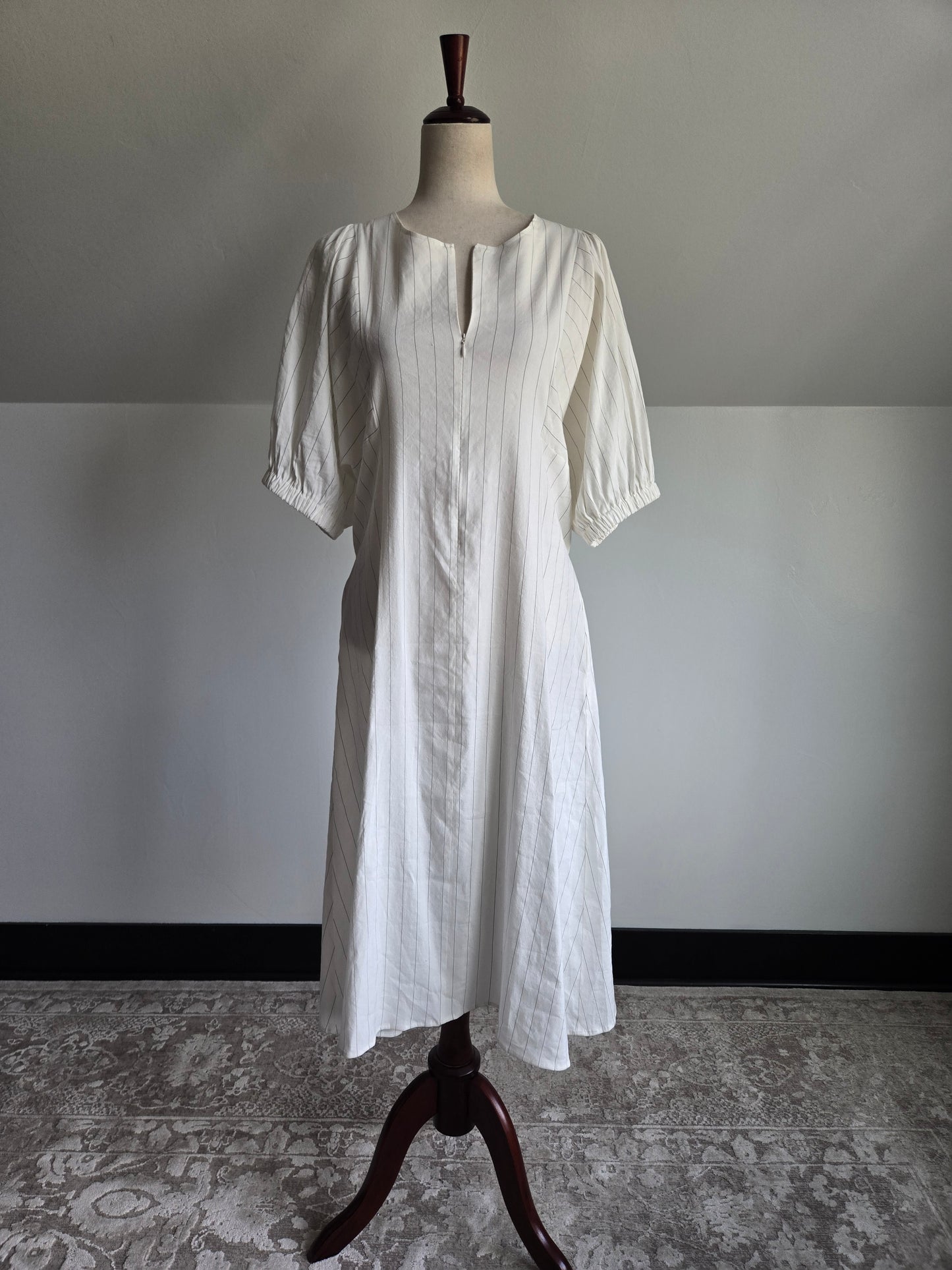 Elaine Kim NWT Linen Blend Pinstripe Dress - Large