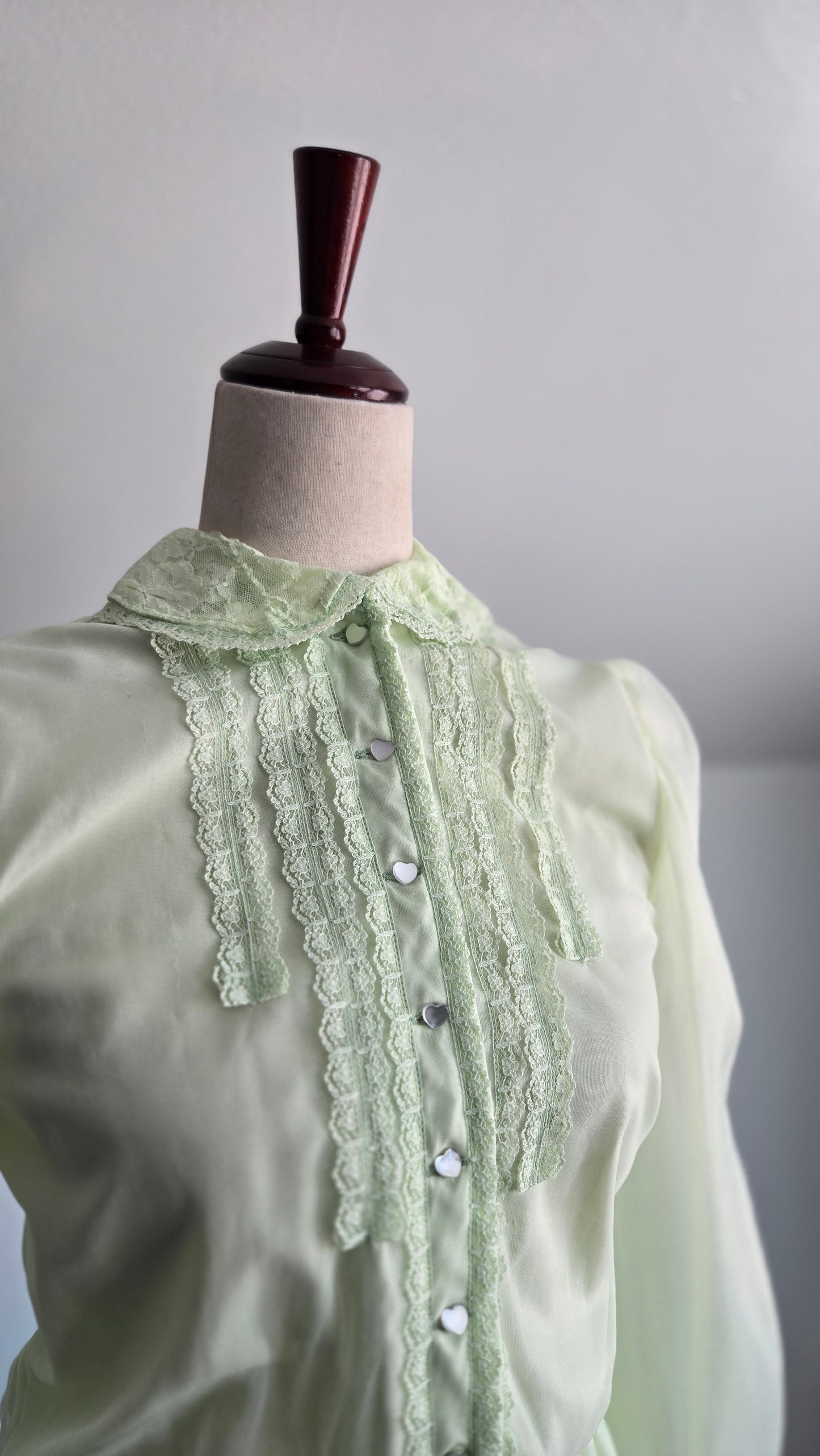 Lime Green Edwardian Style Vintage Formal Dress - small