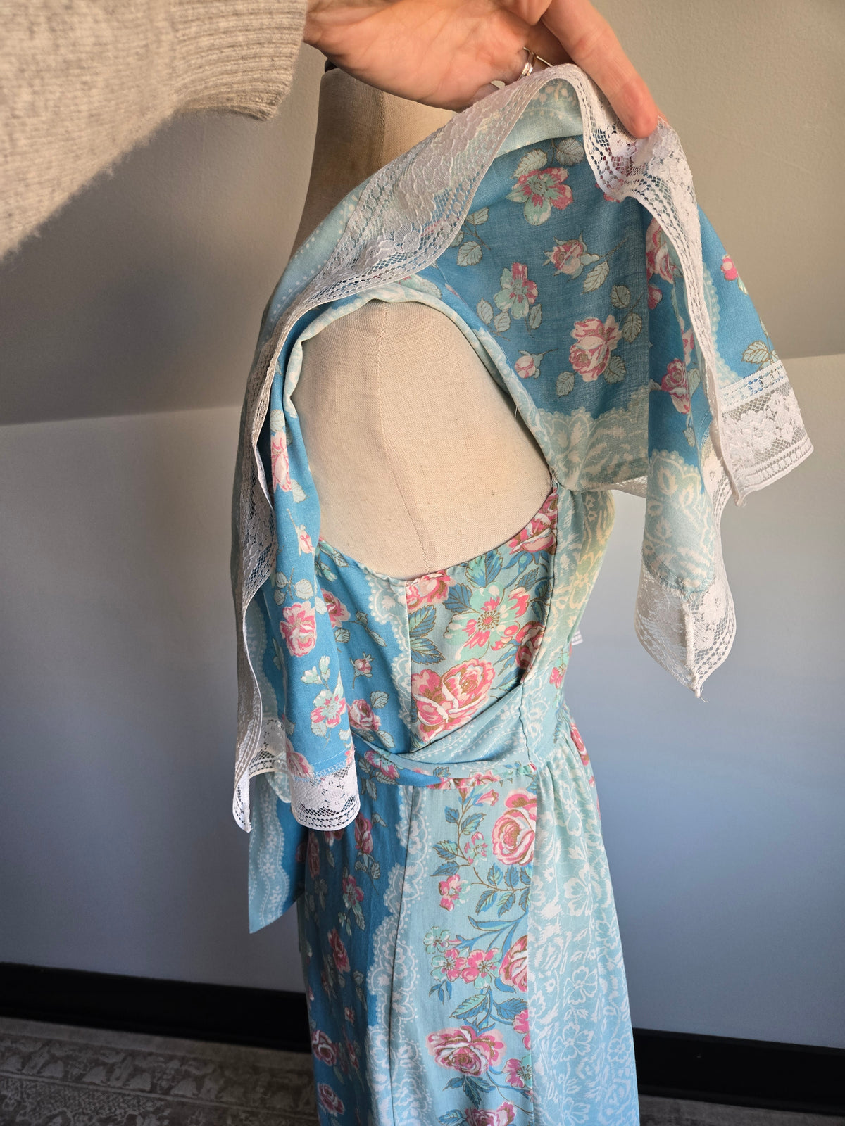 Vintage 70s Sears Cotton Floral Whimsy Dress - medium