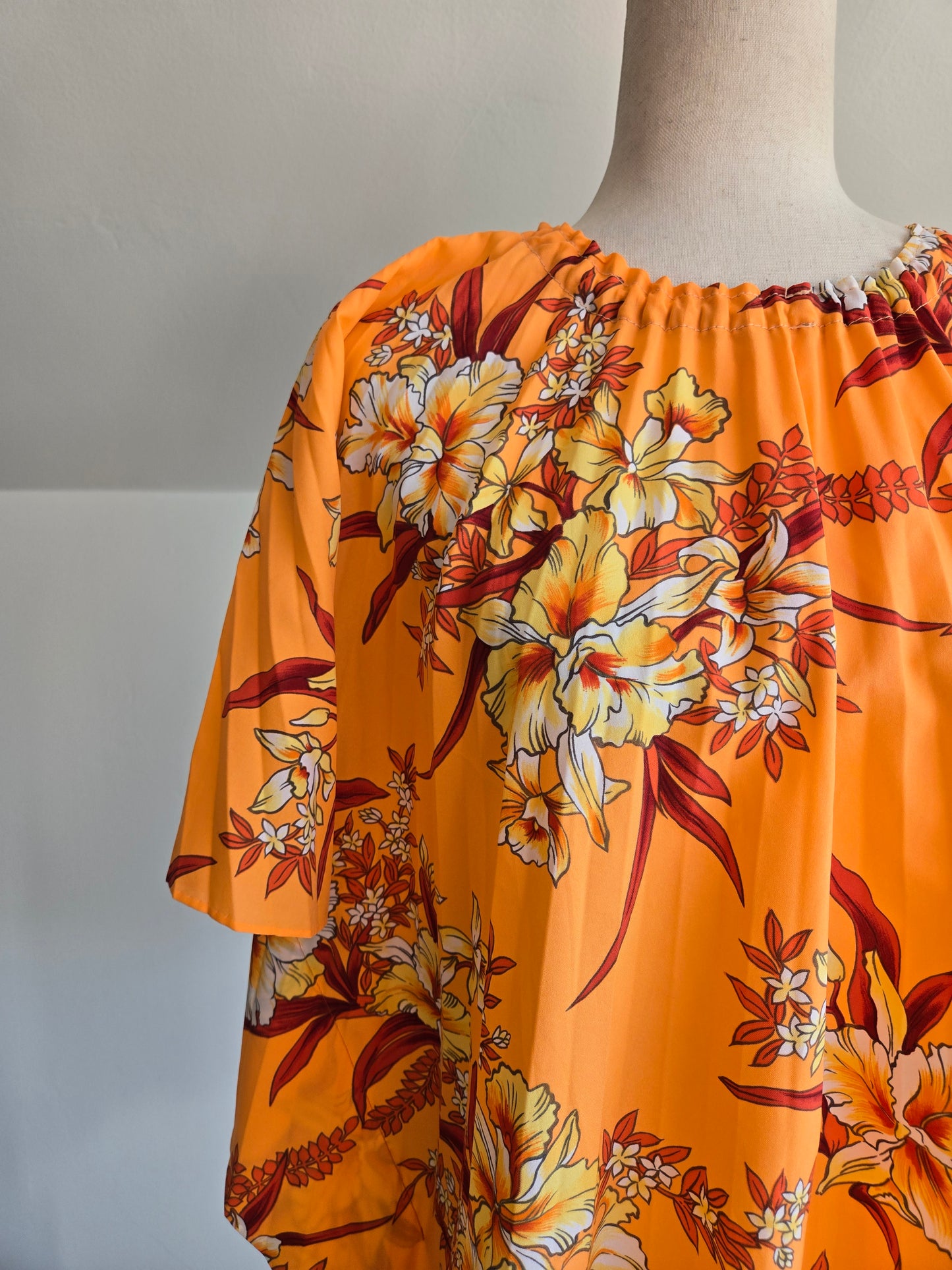 Vintage Hawaiian Palm Short Caftan - OS