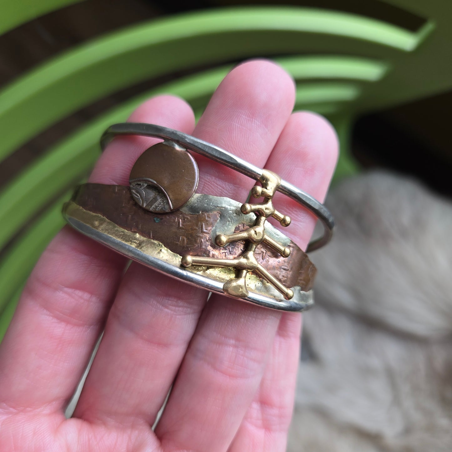 Mixed Metal Mountain Scape Bracelet and Earrings