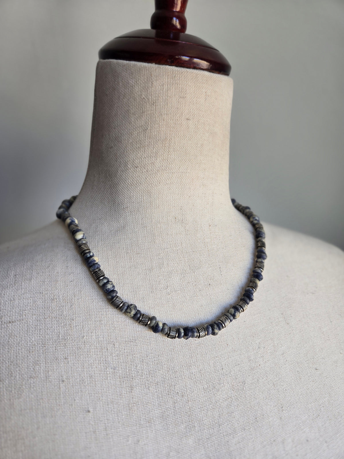 Navy Beaded Boho Necklace