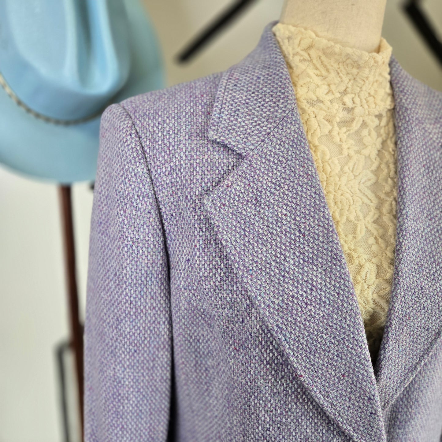 Chadwick's Wool Blend Lavender and Blue Tweed Blazer - Size 10