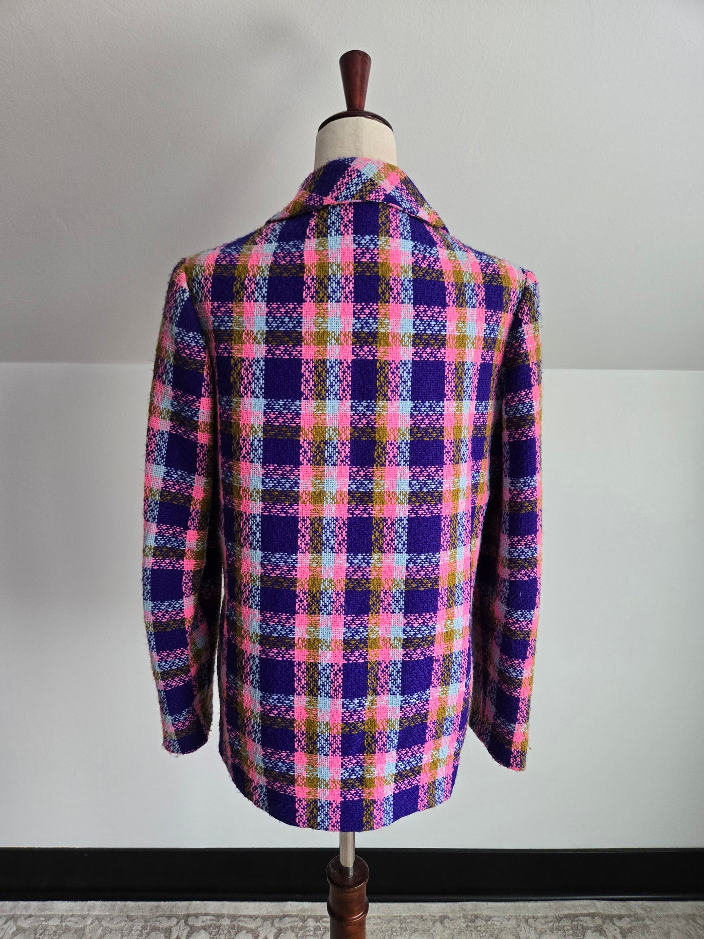 Vintage 70s Colorful Plaid Blazer/Jacket - medium/large