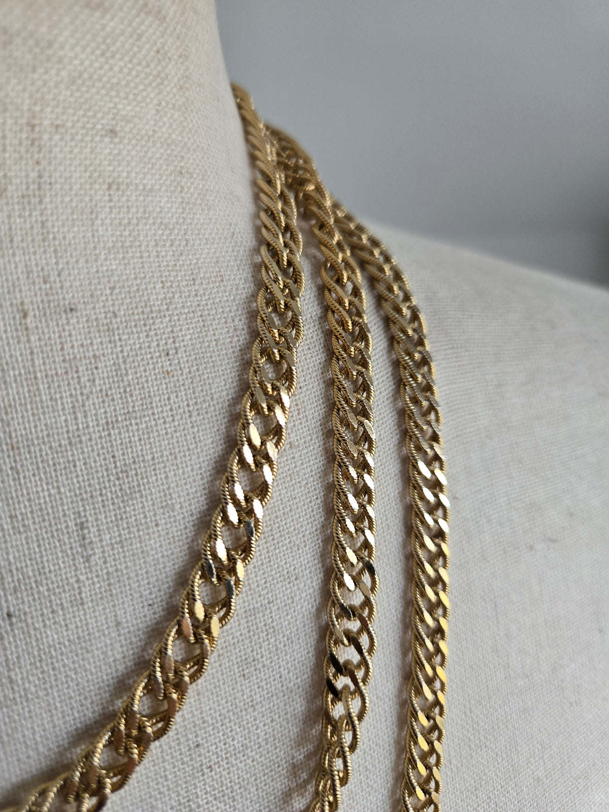 Monet Signed Very Long Gold Chain Necklace