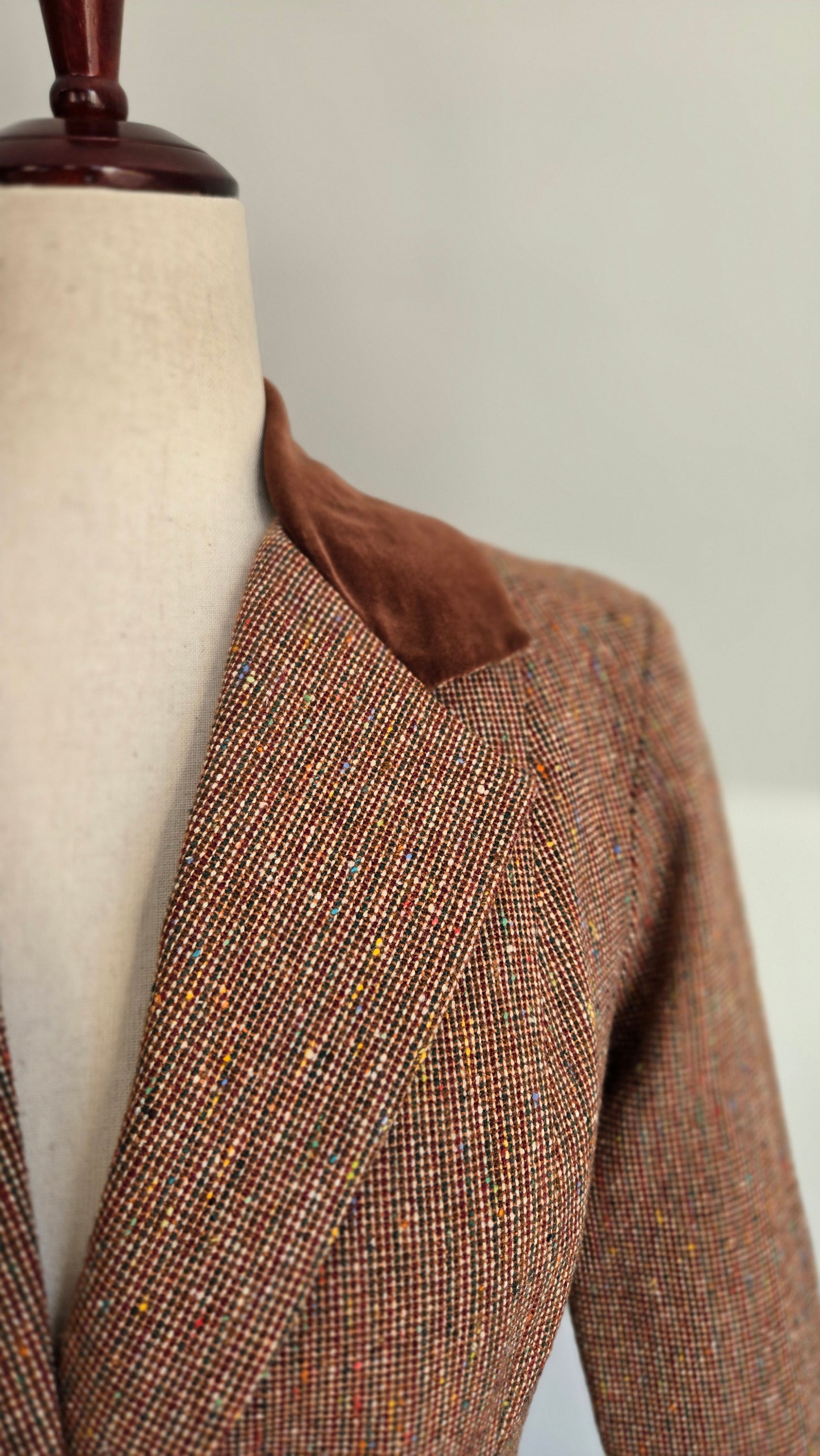 One Main Place Vintage 70s Brown Tweed Blazer - XS/S