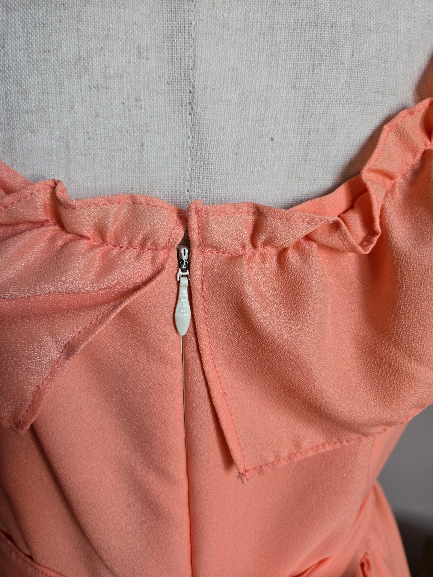 Vintage Peach Prairie Ruffled Dress - S/M
