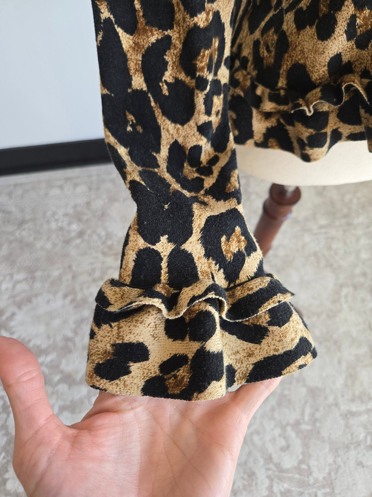 INC Y2K Leopard Ruffled Cardigan - S/M