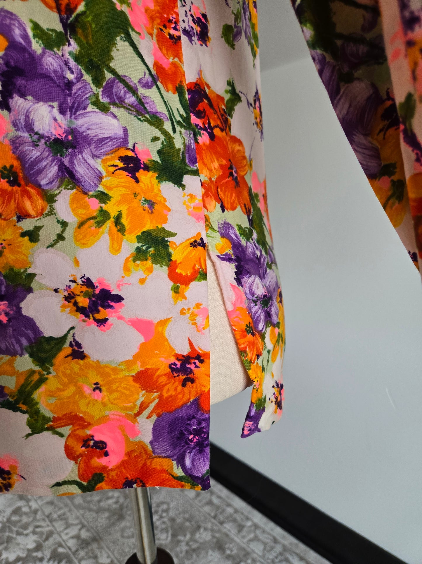 Val Lanne Vintage 70s Dayglo Cotton Floral Top - Small