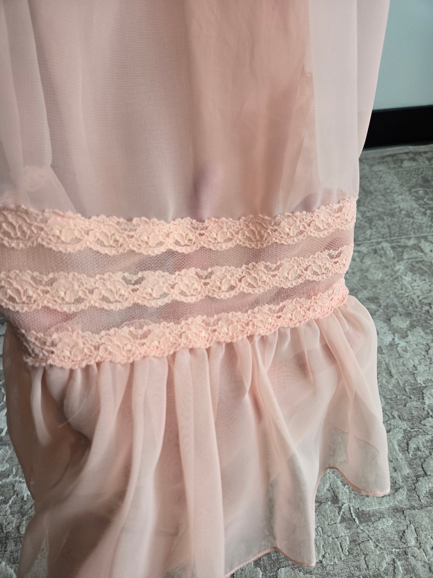 Peachy Pink 1970s Vintage Edwardian Style Dress - small