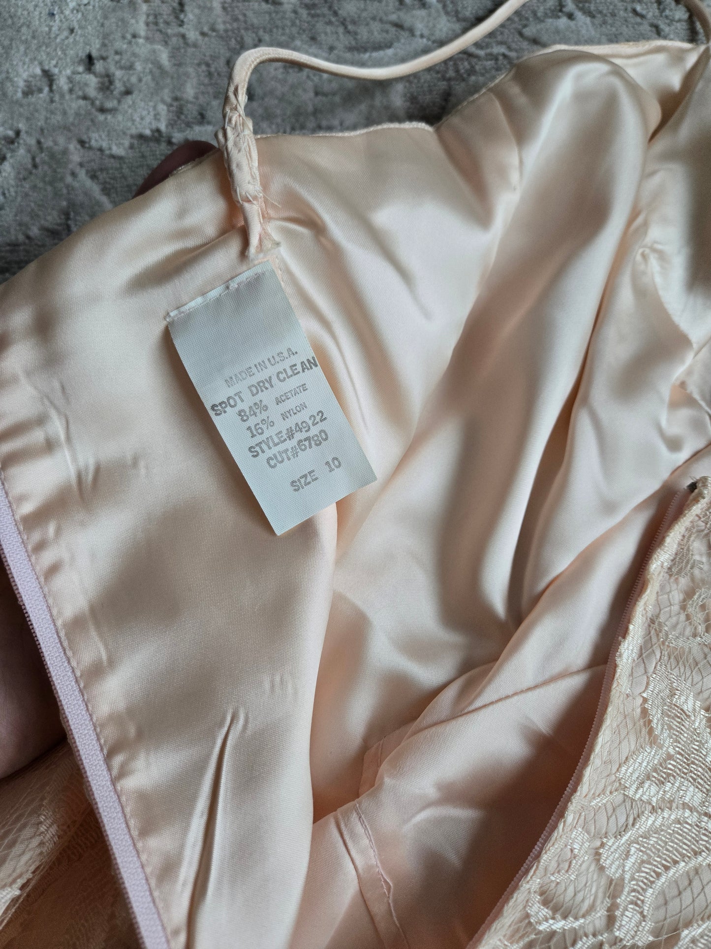 New Leaf Vintage 80s Peach Lace Dress and Pearl Bolero - Small