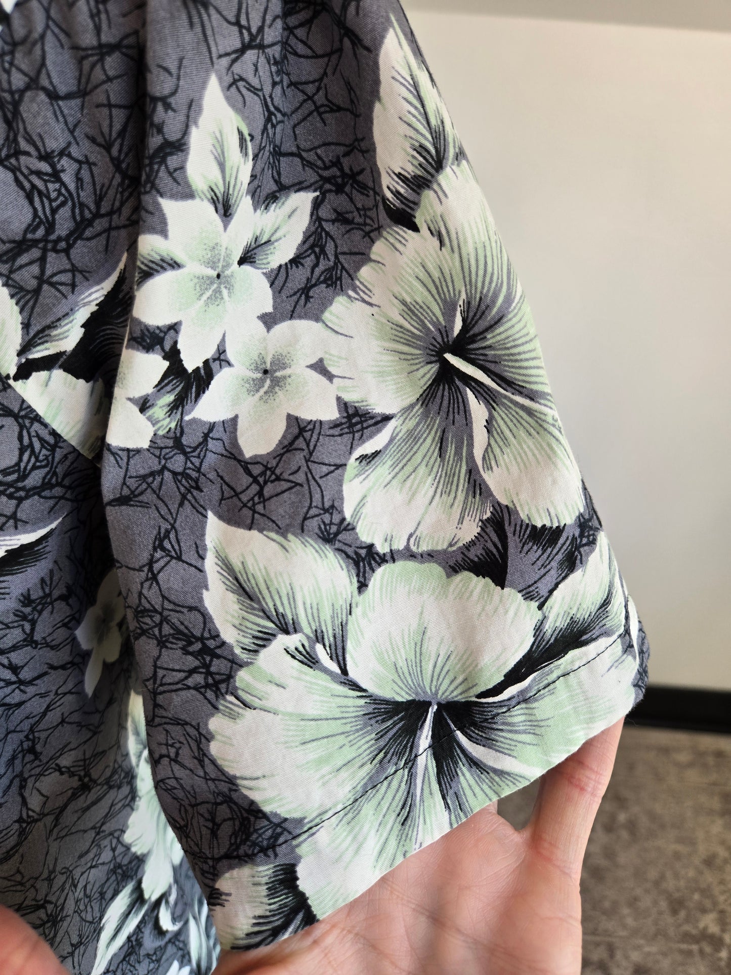 Two Palms Vintage Cotton Black Hawaiian Muumuu - large