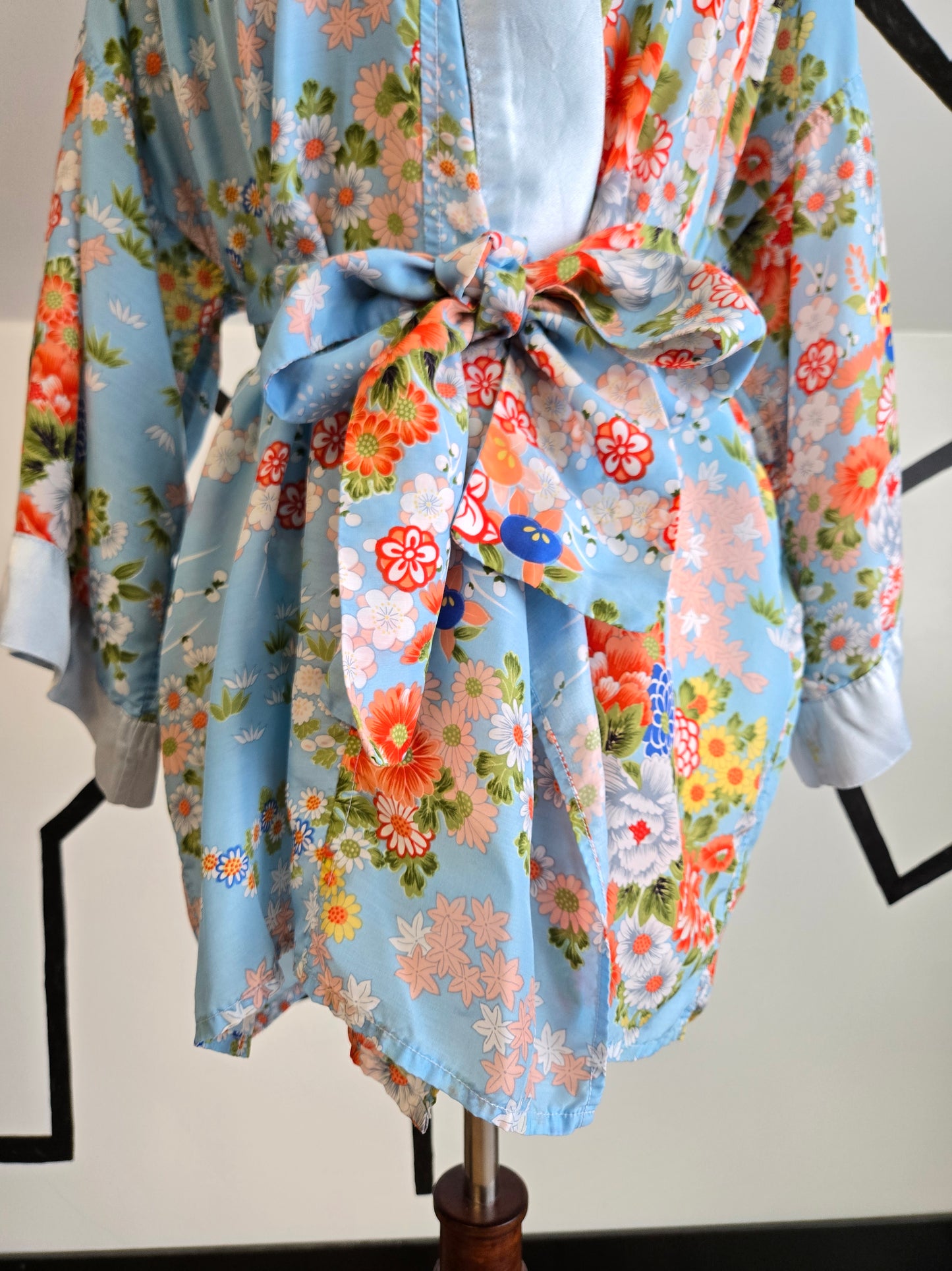 Authentic Blue Kimono Top with Belt - OS