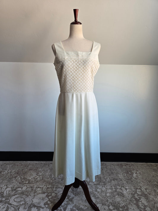 Herman Marcus Dallas Vintage 70s Ivory Woven Dress - medium