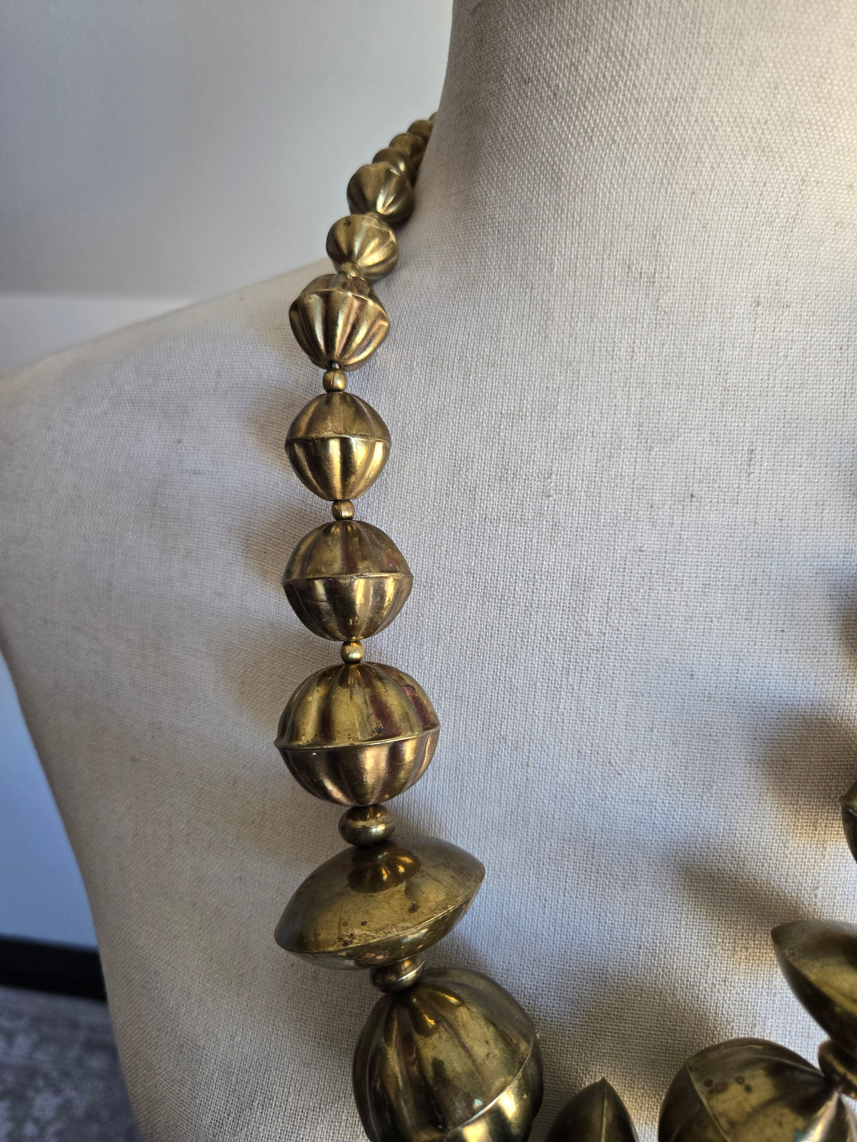 Chunky Brass Orb Statement Necklace