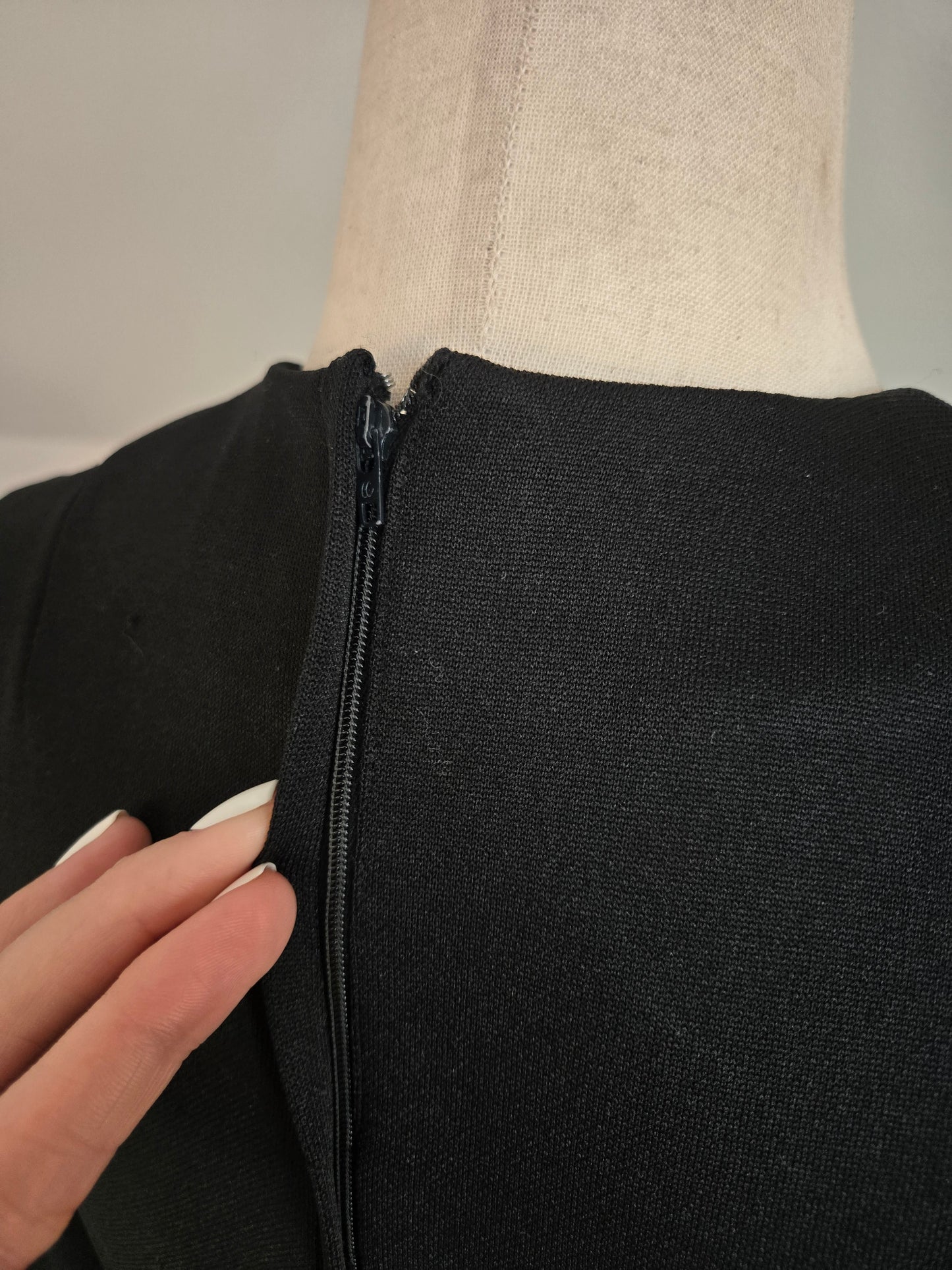 Vintage 70s Black Maxi Dress with Barkcloth Skirt - small