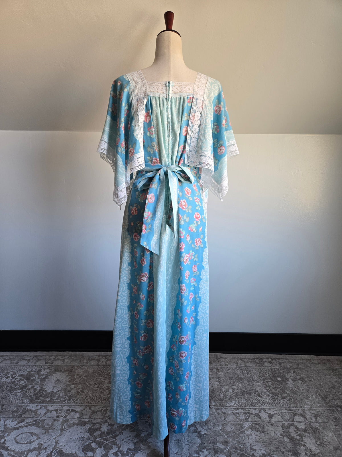 Vintage 70s Sears Cotton Floral Whimsy Dress - medium