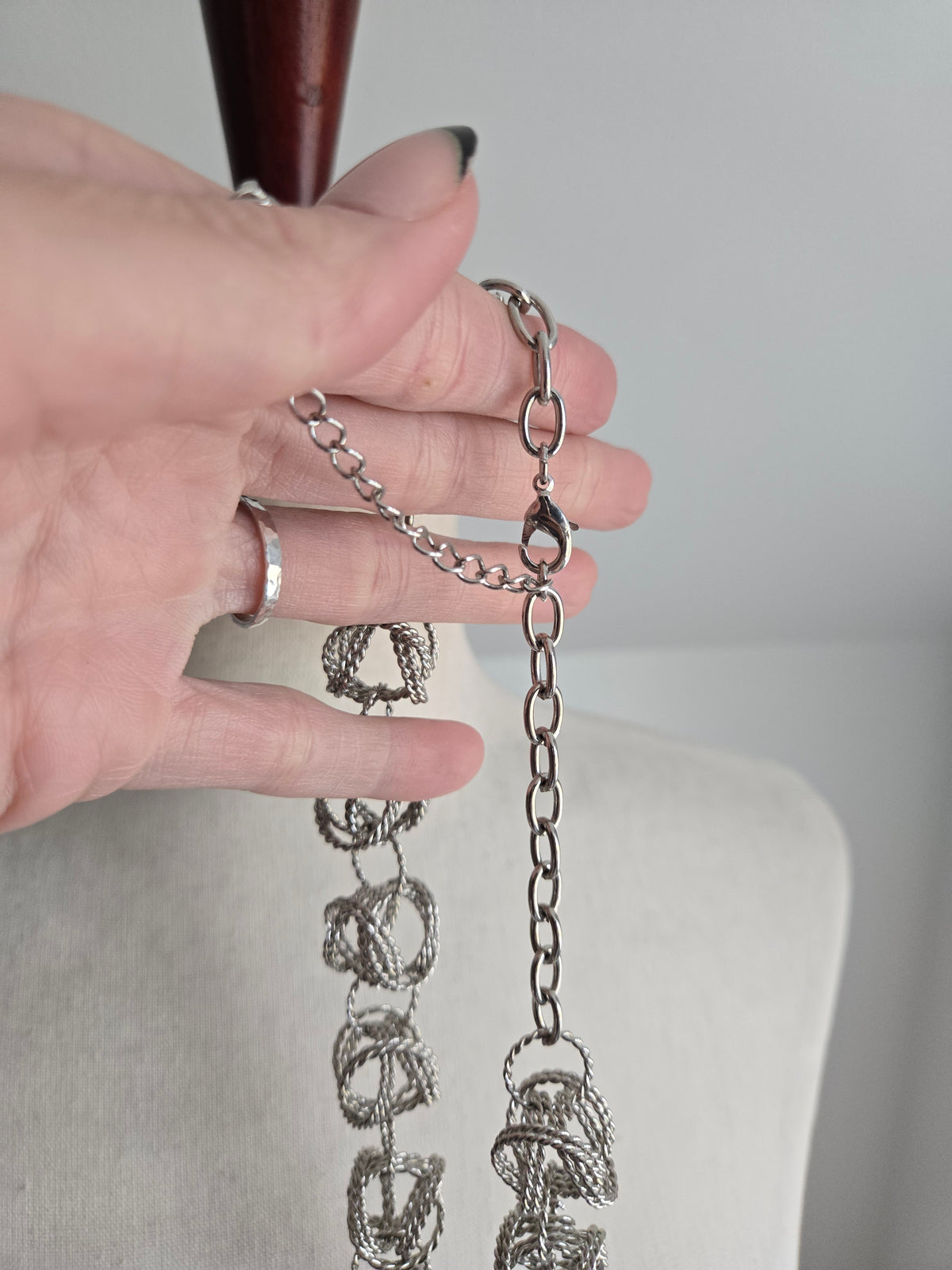 Vintage Funky Silver Ball Statement Necklace