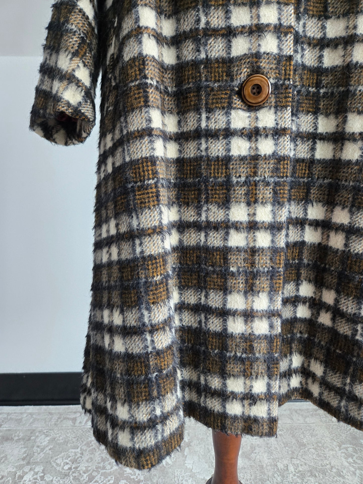 Madison's Columbus 1950s Mohair Plaid Car Coat - XL