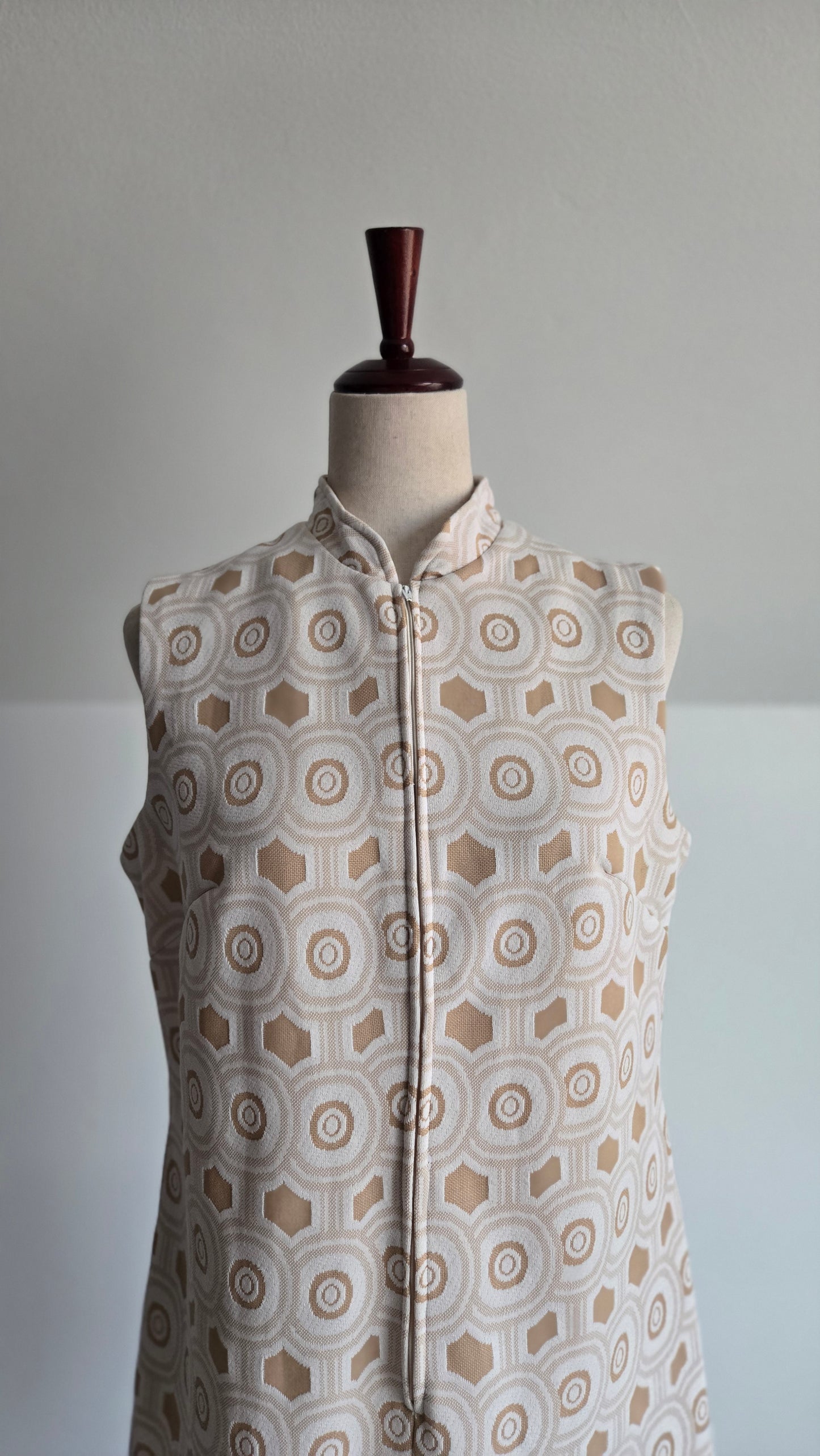 Vintage 70s Mod Geo Pattern Knit Dress - M/L