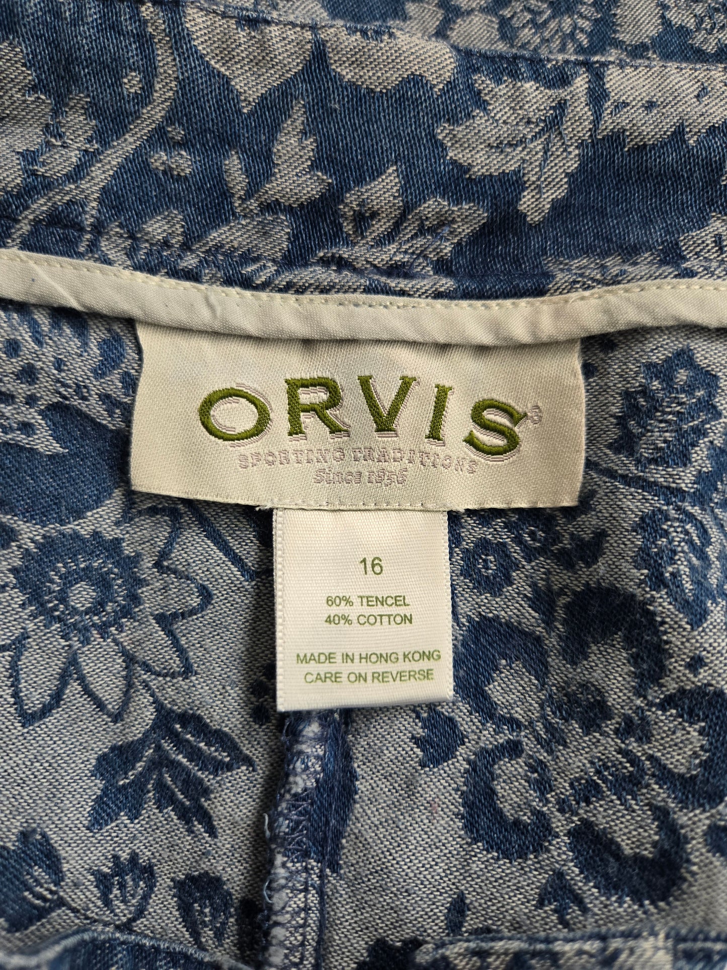Vintage Orvis Denim Floral Jacquard Skirt - W34-37"