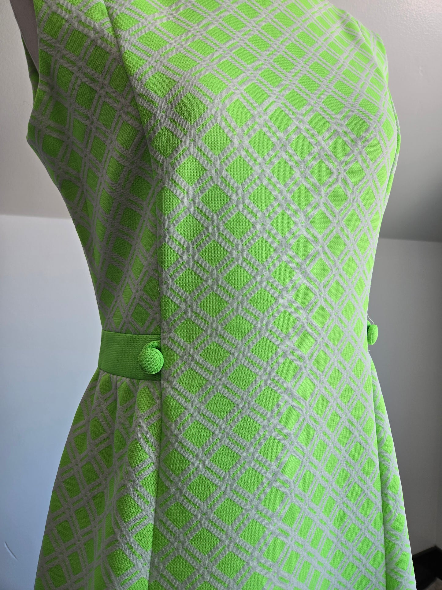 Vintage 70s Lime Green Mod Dress - S/M